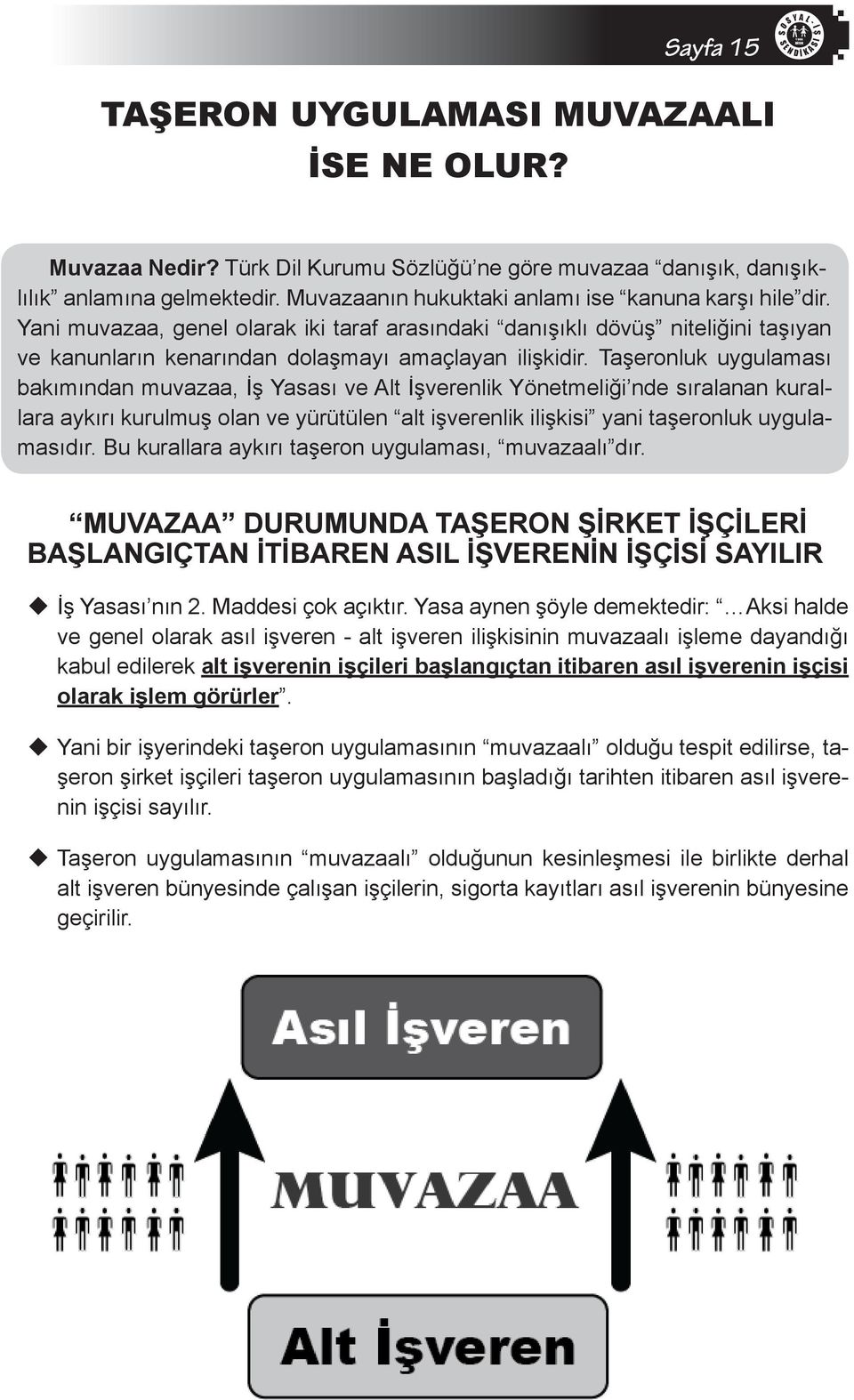 Taşeronluk uygulaması bakımından muvazaa, ş Yasası ve lt şverenlik Yönetmeliği nde sıralanan kurallara aykırı kurulmuş olan ve yürütülen alt işverenlik ilişkisi yani taşeronluk uygulamasıdır.