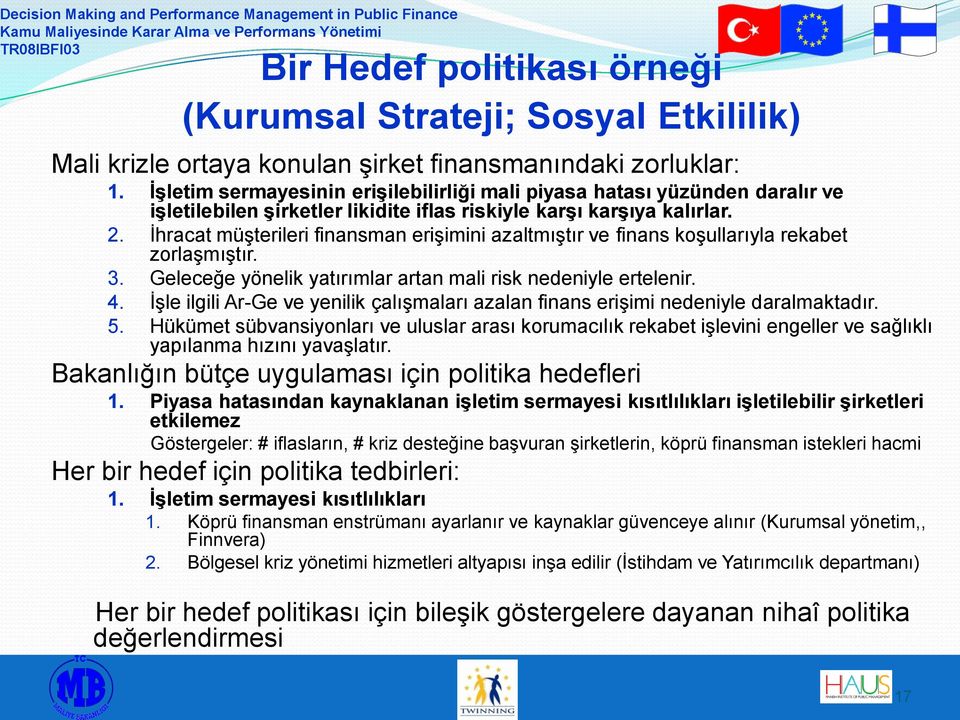 İhracat müşterileri finansman erişimini azaltmıştır ve finans koşullarıyla rekabet zorlaşmıştır. 3. Geleceğe yönelik yatırımlar artan mali risk nedeniyle ertelenir. 4.