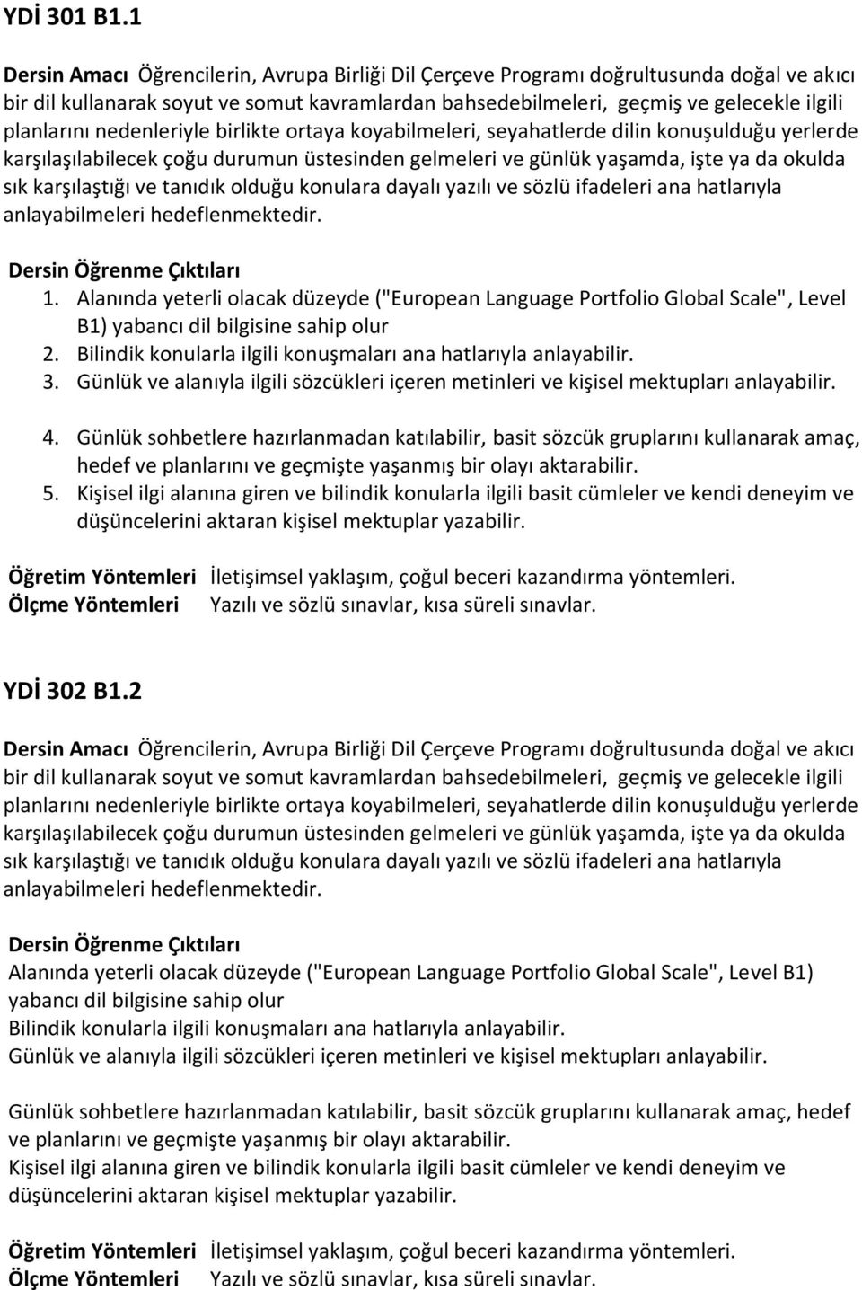 birlikte ortaya koyabilmeleri, seyahatlerde dilin konuşulduğu yerlerde karşılaşılabilecek çoğu durumun üstesinden gelmeleri ve günlük yaşamda, işte ya da okulda sık karşılaştığı ve tanıdık olduğu