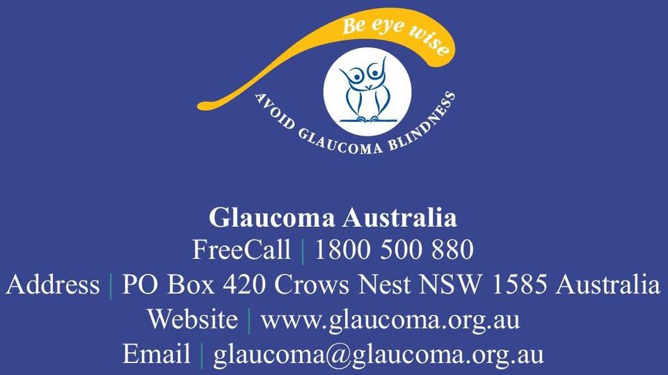 1585 ustralia Website www.glaucoma.