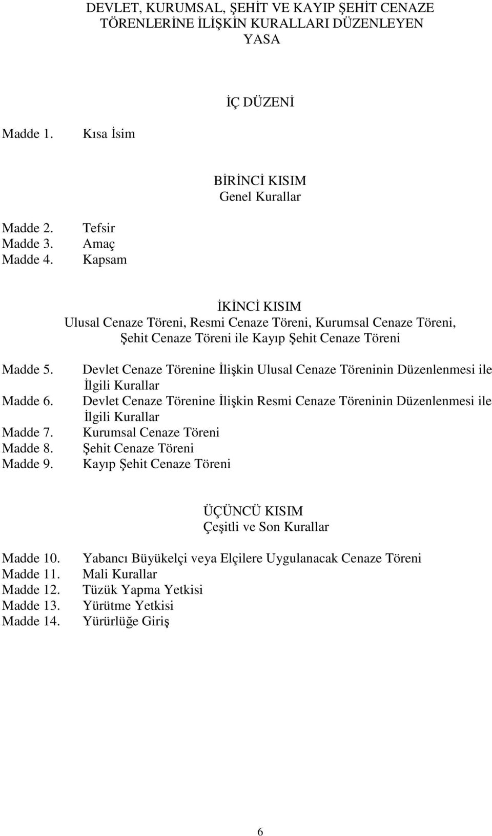 Devlet ne İlişkin Ulusal nin Düzenlenmesi ile İlgili Kurallar Devlet ne İlişkin Resmi nin Düzenlenmesi ile İlgili Kurallar Kurumsal Şehit Kayıp Şehit ÜÇÜNCÜ KISIM