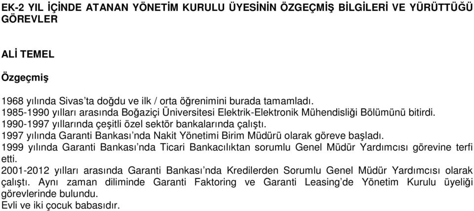 1997 yılında Garanti Bankası nda Nakit Yönetimi Birim Müdürü olarak göreve başladı. 1999 yılında Garanti Bankası nda Ticari Bankacılıktan sorumlu Genel Müdür Yardımcısı görevine terfi etti.