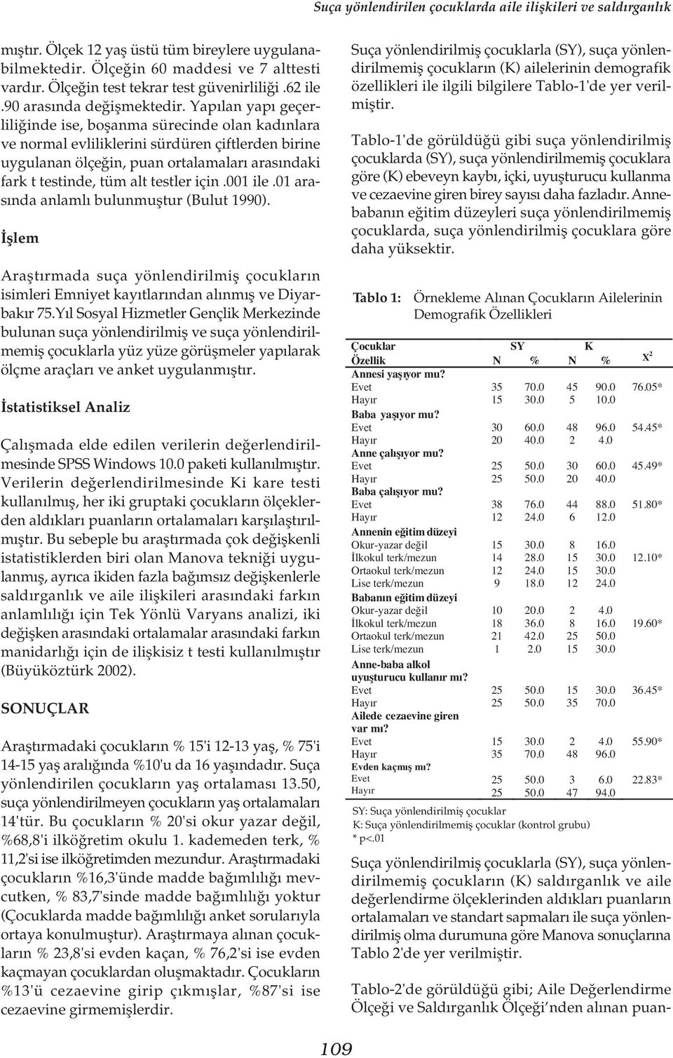 Yap lan yap geçerlili inde ise, boflanma sürecinde olan kad nlara ve normal evliliklerini sürdüren çiftlerden birine uygulanan ölçe in, puan ortalamalar aras ndaki fark t testinde, tüm alt testler