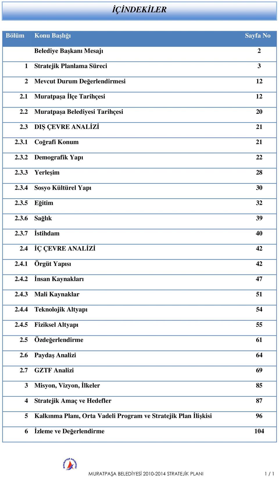 4 İÇ ÇEVRE ANALİZİ 42 2.4.1 Örgüt Yapısı 42 2.4.2 İnsan Kaynakları 47 2.4.3 Mali Kaynaklar 51 2.4.4 Teknolojik Altyapı 54 2.4.5 Fiziksel Altyapı 55 2.5 Özdeğerlendirme 61 2.6 Paydaş Analizi 64 2.