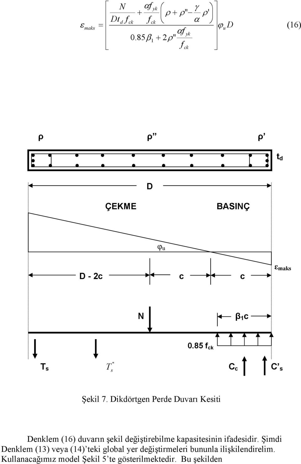 85 f ck T s T Cc C s " s Şekil 7.