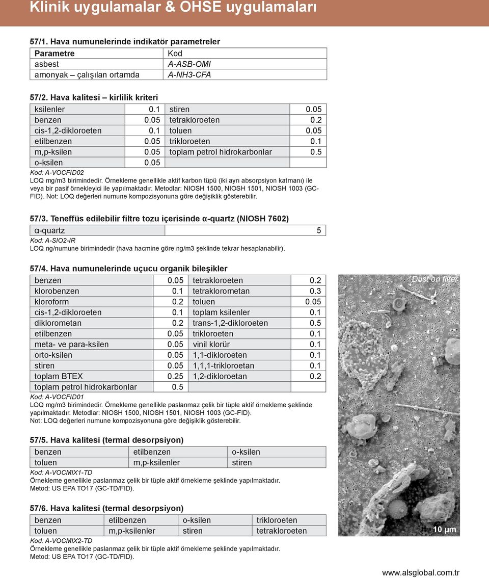 Örnekleme genellikle aktif karbon tüpü (iki ayrı absorpsiyon katmanı) ile veya bir pasif örnekleyici ile yapılmaktadır. Metodlar: NIOSH 1500, NIOSH 1501, NIOSH 1003 (GC- FID).