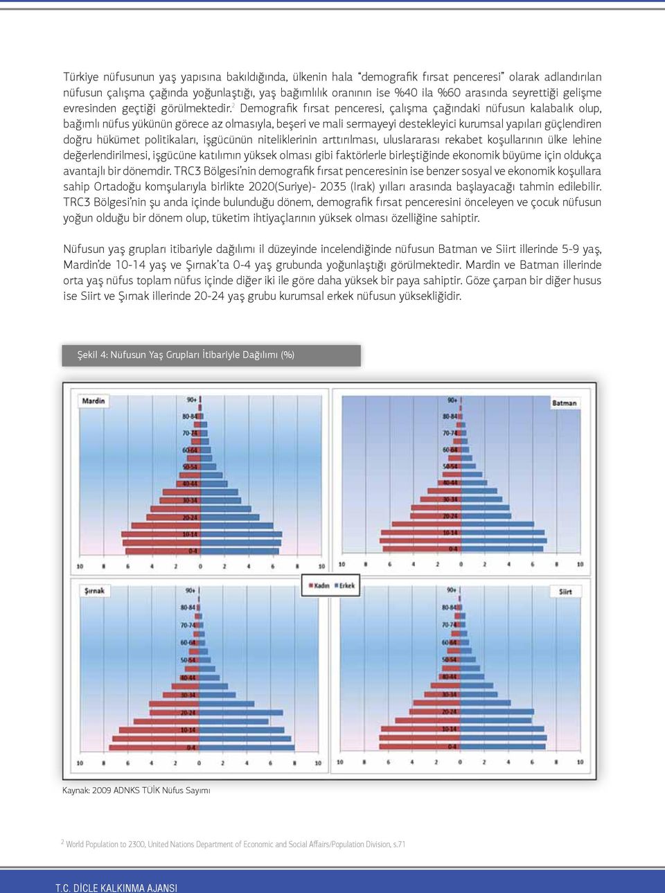 2 Demografik fırsat penceresi, çalışma çağındaki nüfusun kalabalık olup, bağımlı nüfus yükünün görece az olmasıyla, beşeri ve mali sermayeyi destekleyici kurumsal yapıları güçlendiren doğru hükümet