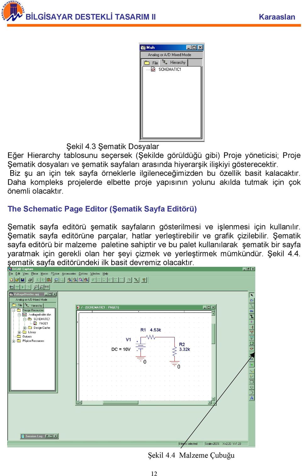 The Schematic Page Editor (Şematik Sayfa Editörü) Şematik sayfa editörü şematik sayfaların gösterilmesi ve işlenmesi için kullanılır.