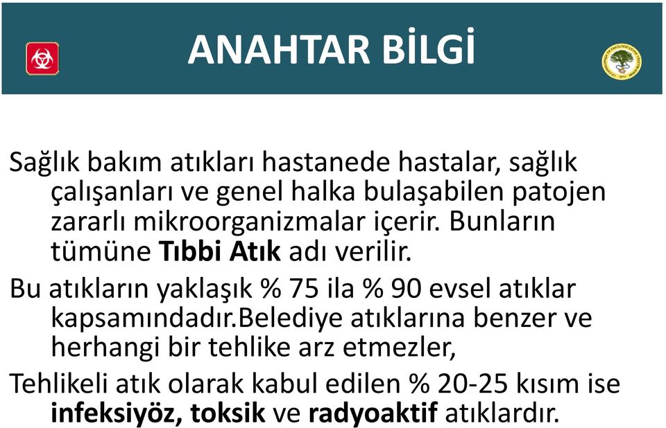 Bu atıkların yaklaşık % 75 ila % 90 evsel atıklar kapsamındadır.