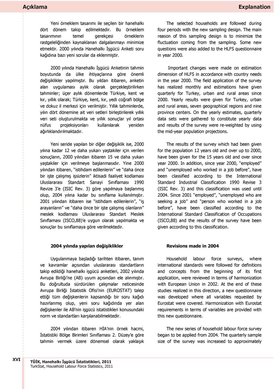 2000 yılında Hanehalkı gücü Anketinin tahmin boyutunda da ülke ihtiyaçlarına göre önemli de i iklikler yapılmı tır.