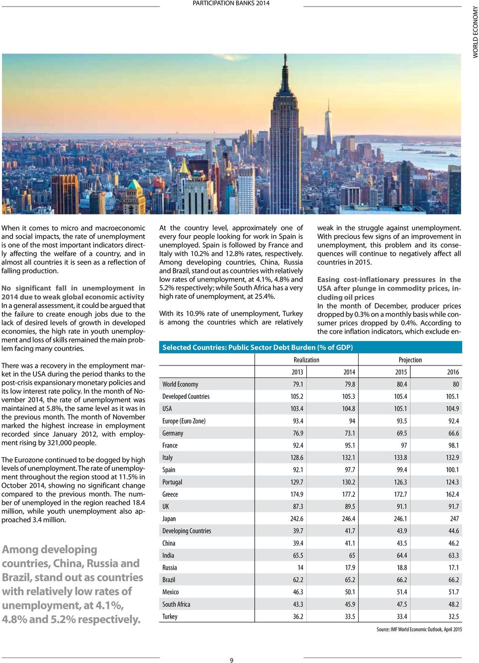 No significant fall in unemployment in 2014 due to weak global economic activity In a general assessment, it could be argued that the failure to create enough jobs due to the lack of desired levels