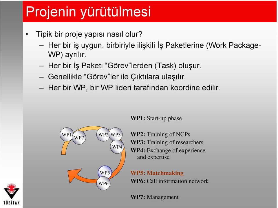 Her bir İş Paketi Görev lerden (Task) oluşur. Genellikle Görev ler ile Çıktılara ulaşılır.