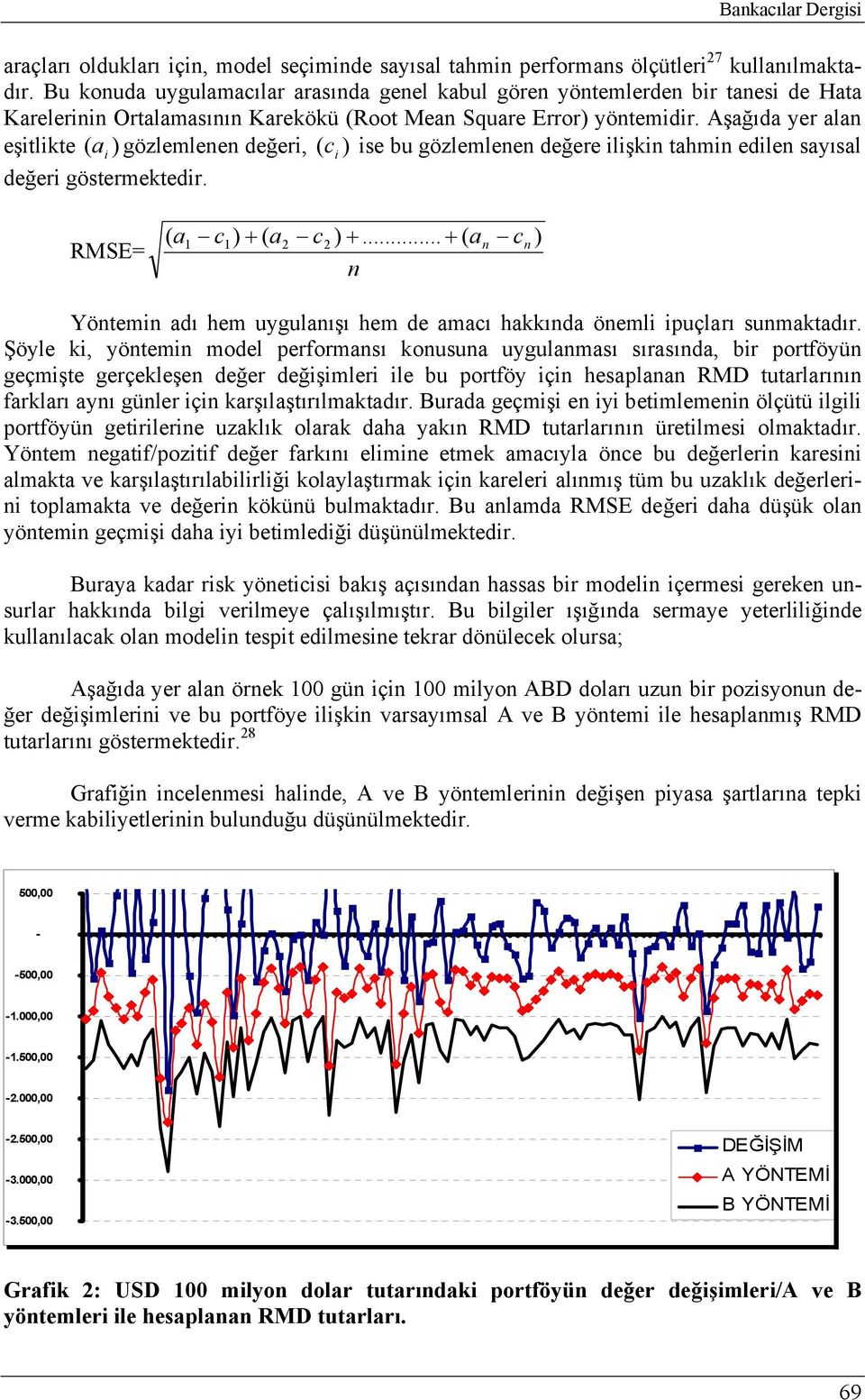 Aşağıda yer alan eşitlikte ( a i ) gözlemlenen değeri, ( c i ) ise bu gözlemlenen değere ilişkin tahmin edilen sayısal değeri göstermektedir. RMSE= ( a1 c1) + ( a2 c2 ) +.