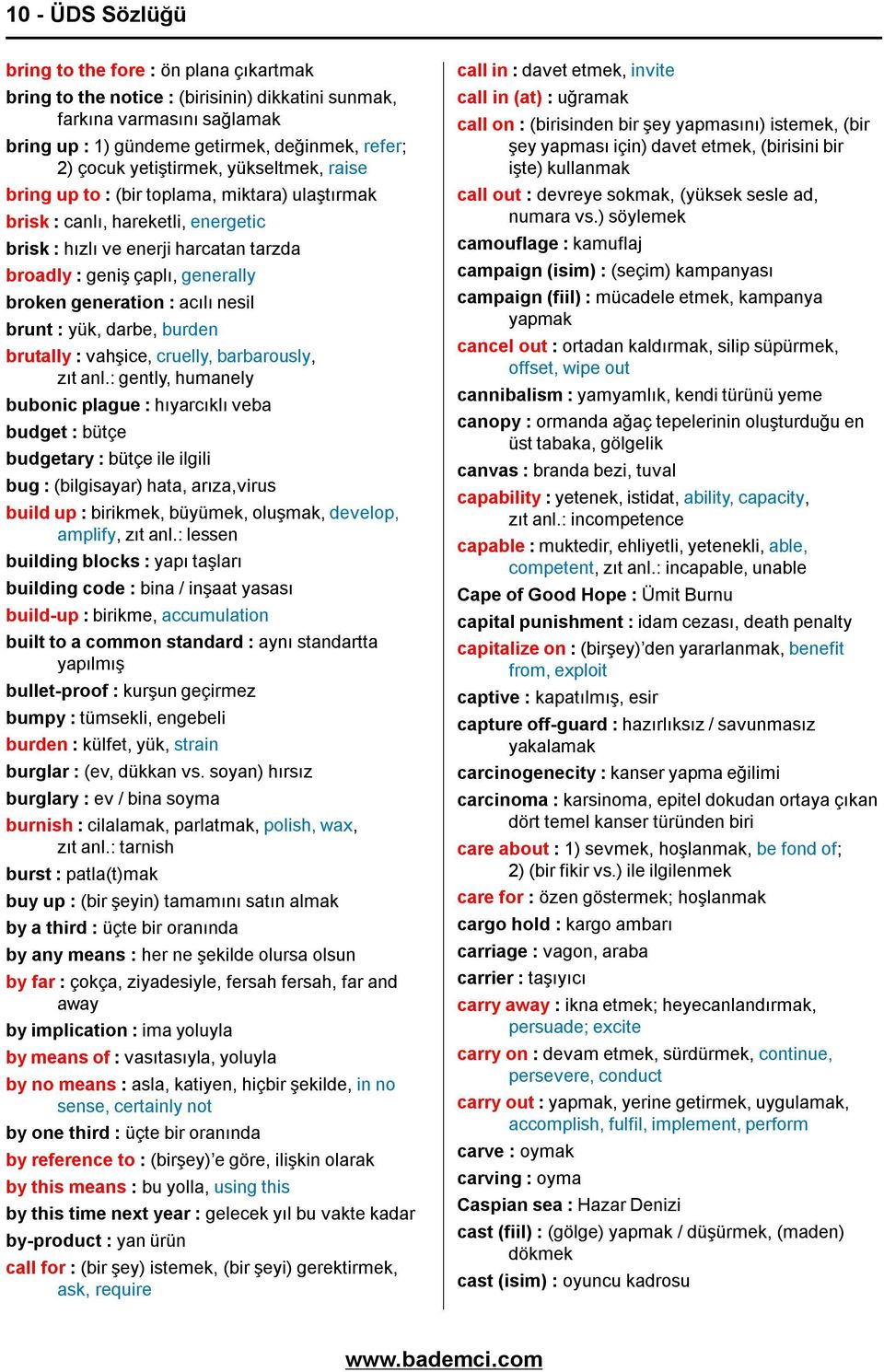 generation : acılı nesil brunt : yük, darbe, burden brutally : vahşice, cruelly, barbarously, zıt anl.