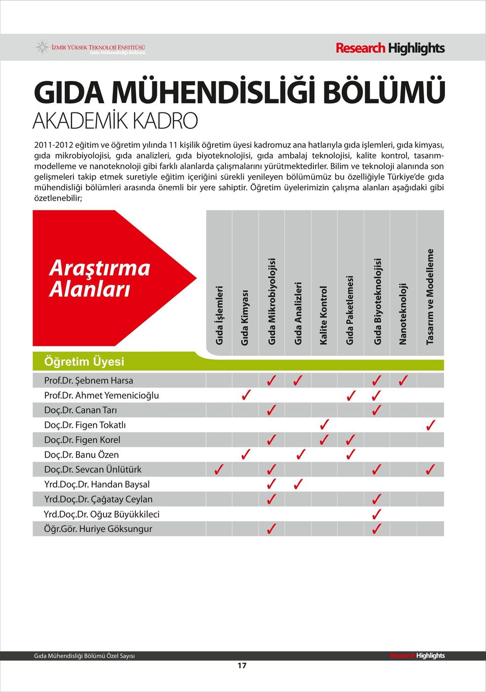 teknolojisi, kalite kontrol, tasar mmodelleme ve nanoteknoloji gibi farkl alanlarda çal malar n yürütmektedirler.