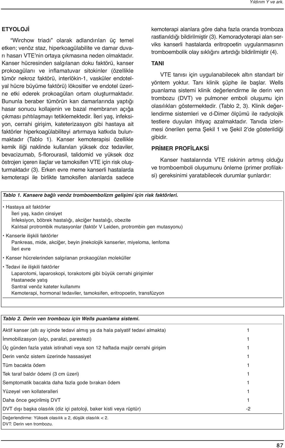 endotel üzerine etki ederek prokoagülan ortam oluşturmaktadır. Bununla beraber tümörün kan damarlarında yaptığı hasar sonucu kollajenin ve bazal membranın açığa çıkması pıhtılaşmayı tetiklemektedir.