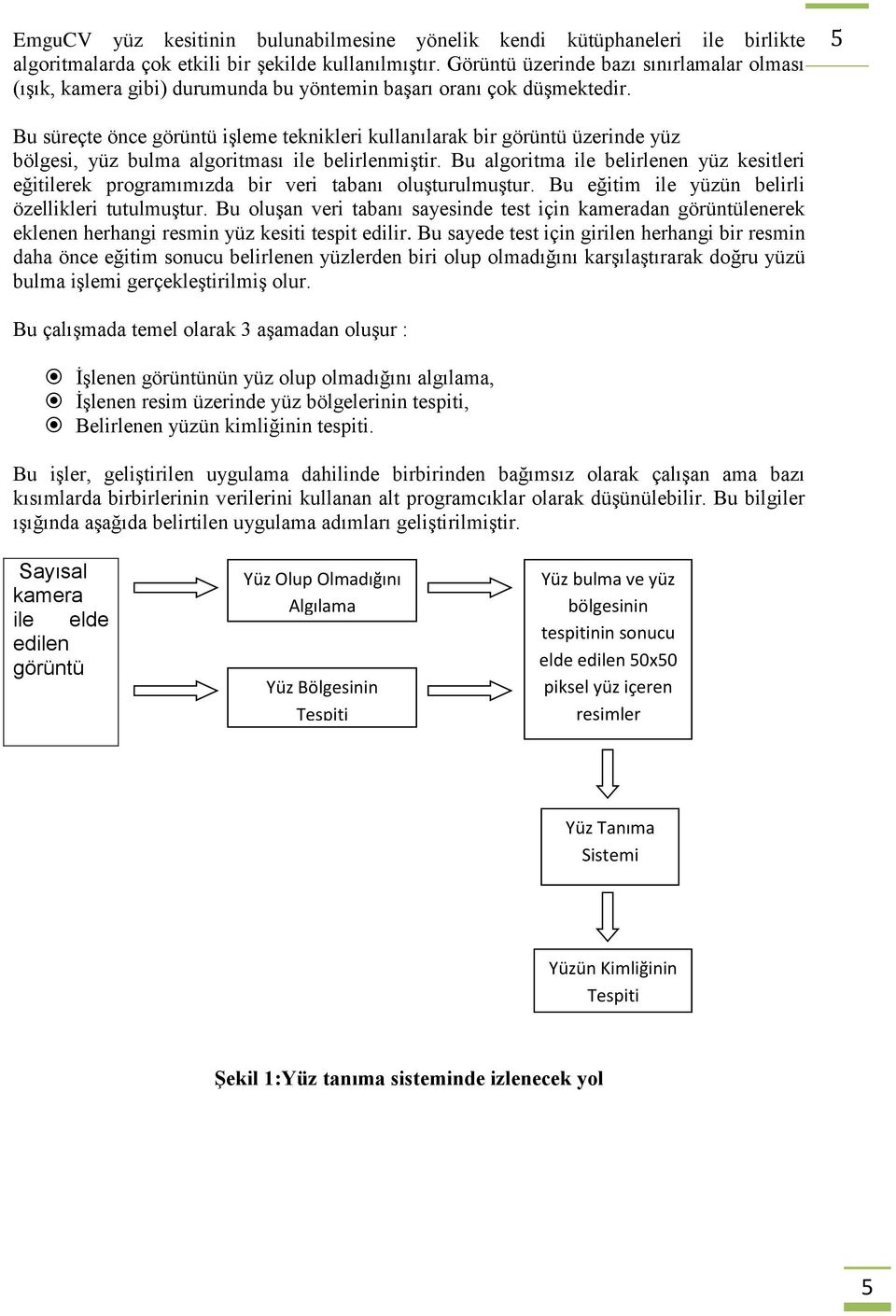 5 Bu süreçte önce görüntü işleme teknikleri kullanılarak bir görüntü üzerinde yüz bölgesi, yüz bulma algoritması ile belirlenmiştir.