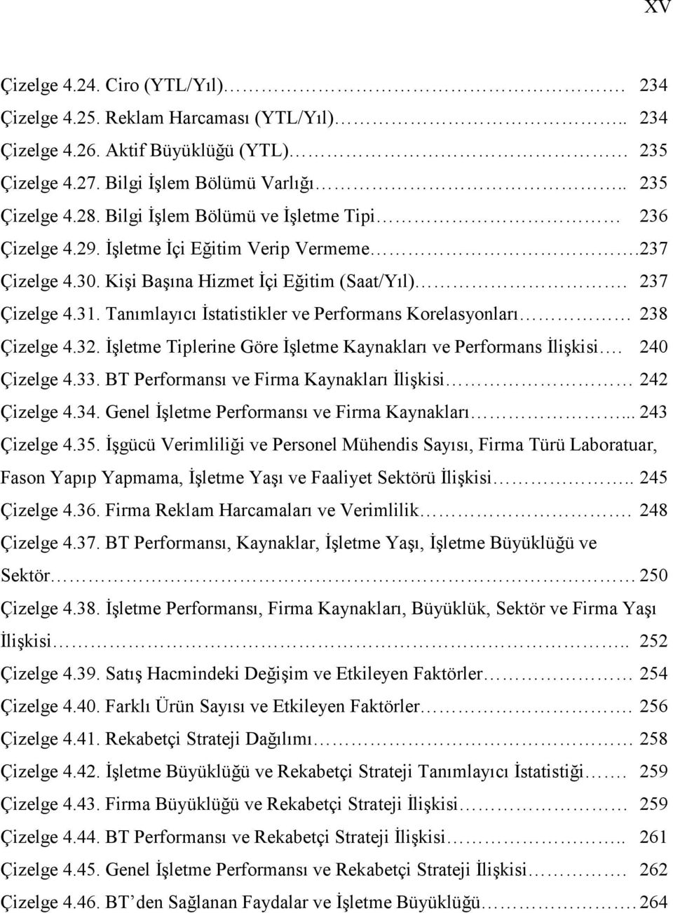 Tanımlayıcı Đstatistikler ve Performans Korelasyonları 238 Çizelge 4.32. Đşletme Tiplerine Göre Đşletme Kaynakları ve Performans Đlişkisi. 240 Çizelge 4.33.