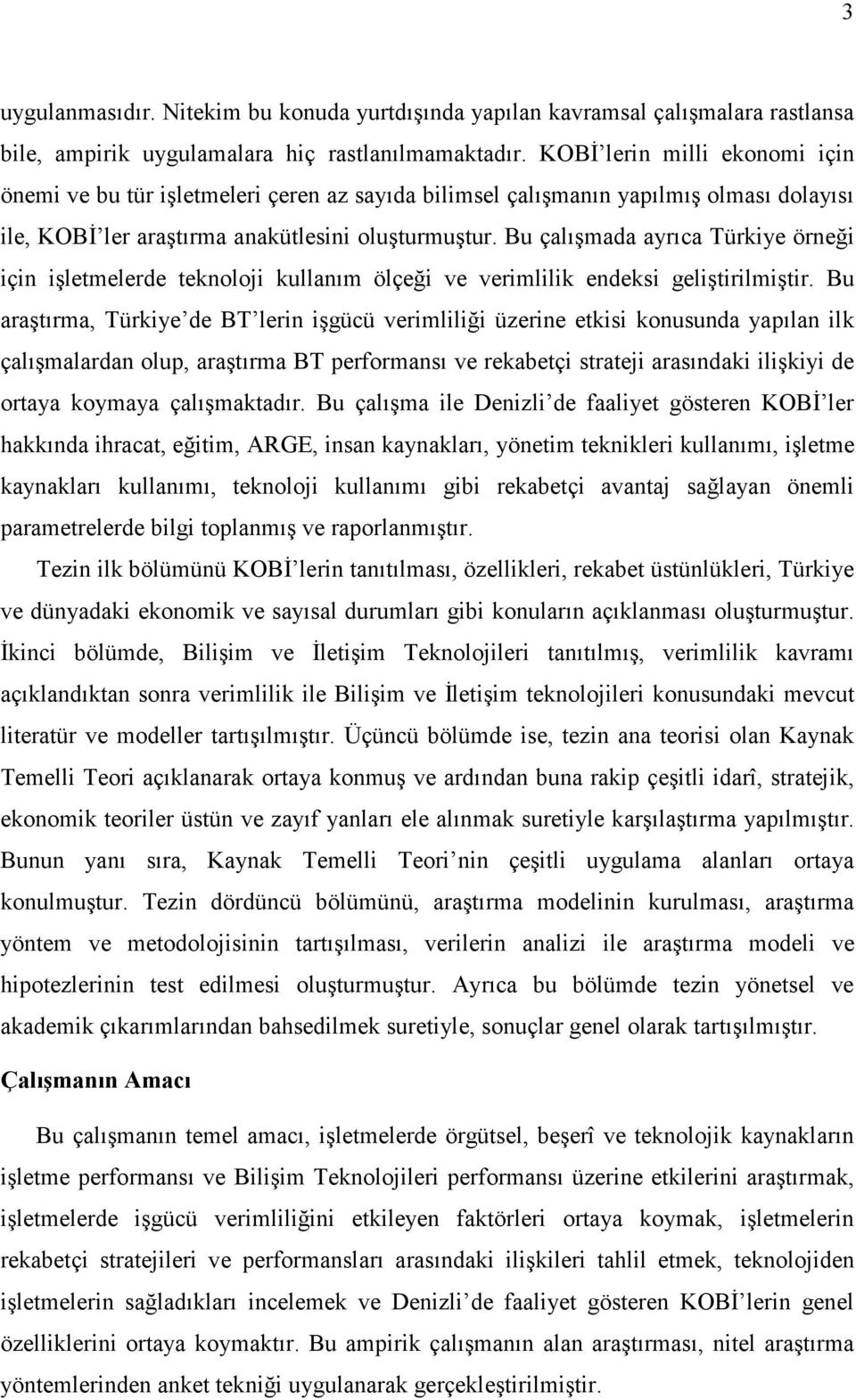 Bu çalışmada ayrıca Türkiye örneği için işletmelerde teknoloji kullanım ölçeği ve verimlilik endeksi geliştirilmiştir.