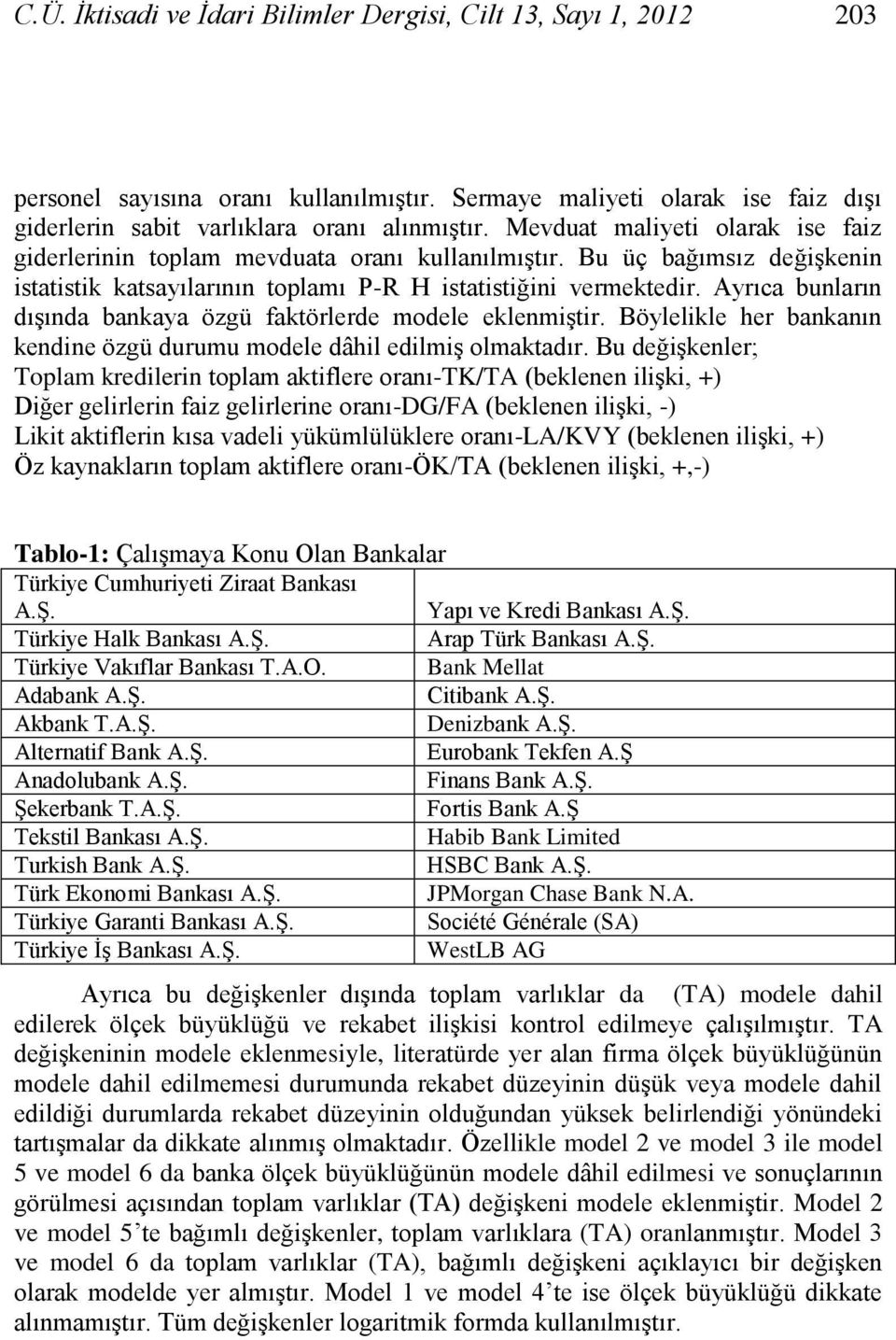 Ayrıca bunların dışında bankaya özgü faktörlerde modele eklenmştr. Böylelkle her bankanın kendne özgü durumu modele dâhl edlmş olmaktadır.