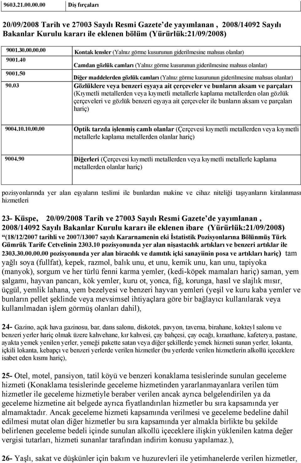 03 Gözlüklere veya benzeri eşyaya ait çerçeveler ve bunların aksam ve parçaları (Kıymetli metallerden veya kıymetli metallerle kaplama metallerden olan gözlük çerçeveleri ve gözlük benzeri eşyaya ait