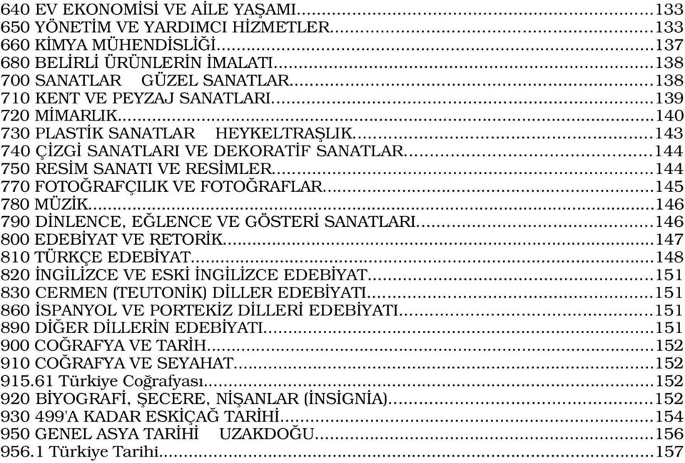 ..146 790 D NLENCE, E LENCE VE GÖSTER SANATLARI...146 800 EDEB YAT VE RETOR K...147 810 TÜRKÇE EDEB YAT...148 820 NG L ZCE VE ESK NG L ZCE EDEB YAT...151 830 CERMEN (TEUTON K) D LLER EDEB YATI.