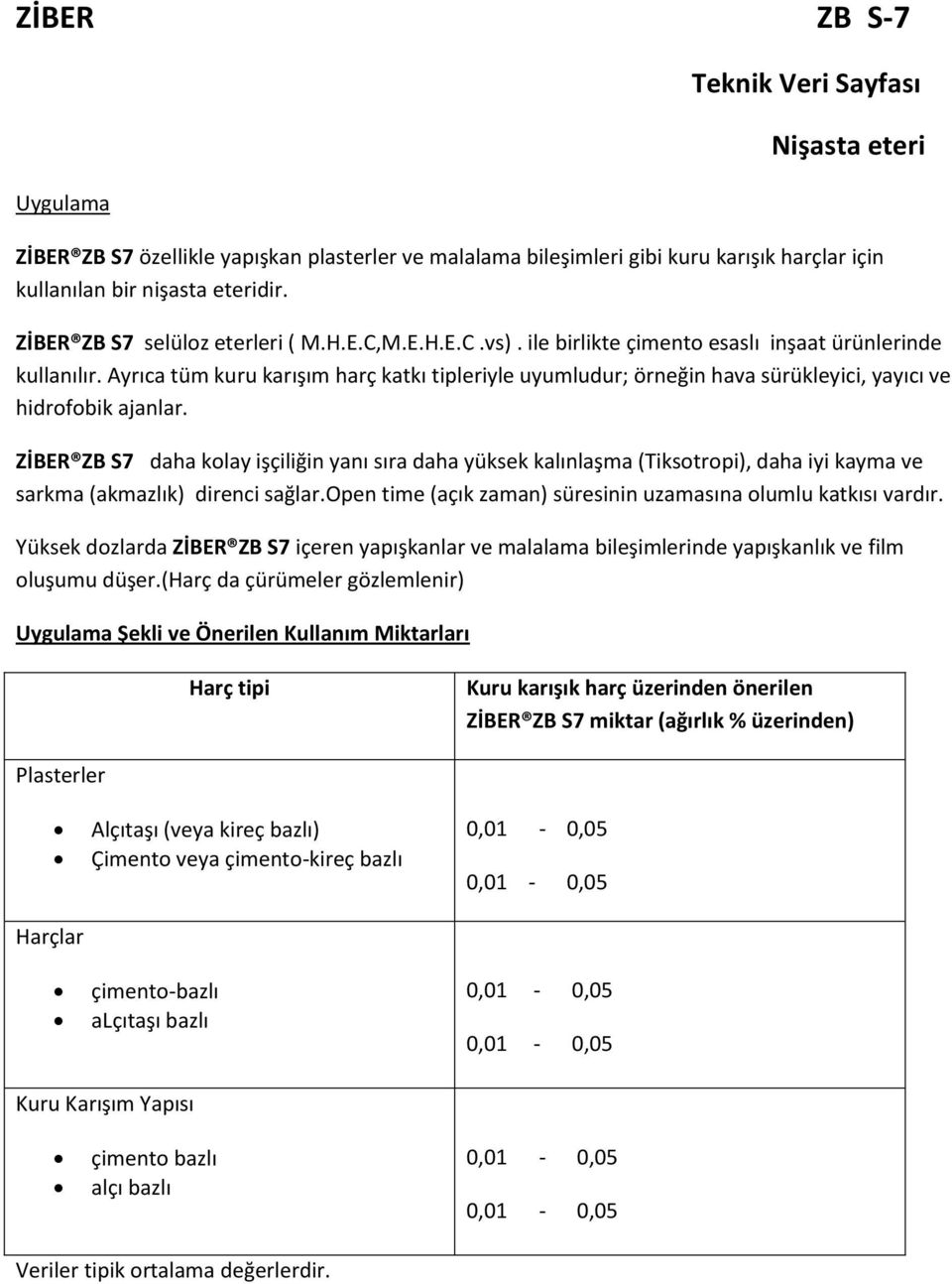 Ayrıca tüm kuru karışım harç katkı tipleriyle uyumludur; örneğin hava sürükleyici, yayıcı ve hidrofobik ajanlar.