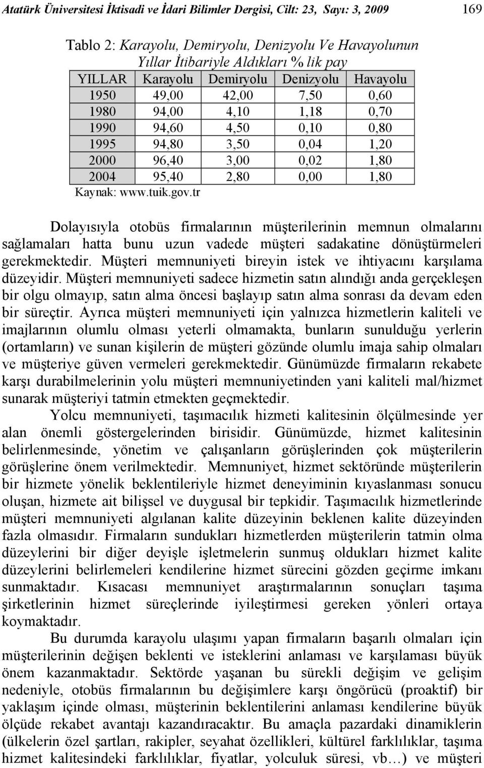 tuik.gov.tr Dolayısıyla otobüs firmalarının müşterilerinin memnun olmalarını sağlamaları hatta bunu uzun vadede müşteri sadakatine dönüştürmeleri gerekmektedir.