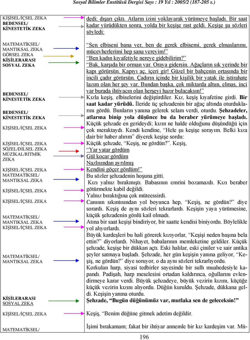 Oraya gidersin. Ağaçların sık yerinde bir kapı görürsün. Kapıyı aç, içeri gir! Güzel bir bahçenin ortasında bir incili çadır görürsün.