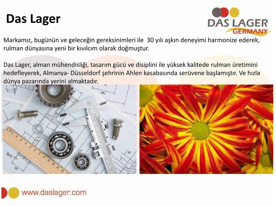 Das Lager, alman mühendisliği, tasarım gücü ve disiplini ile yüksek kalitede rulman üretimini