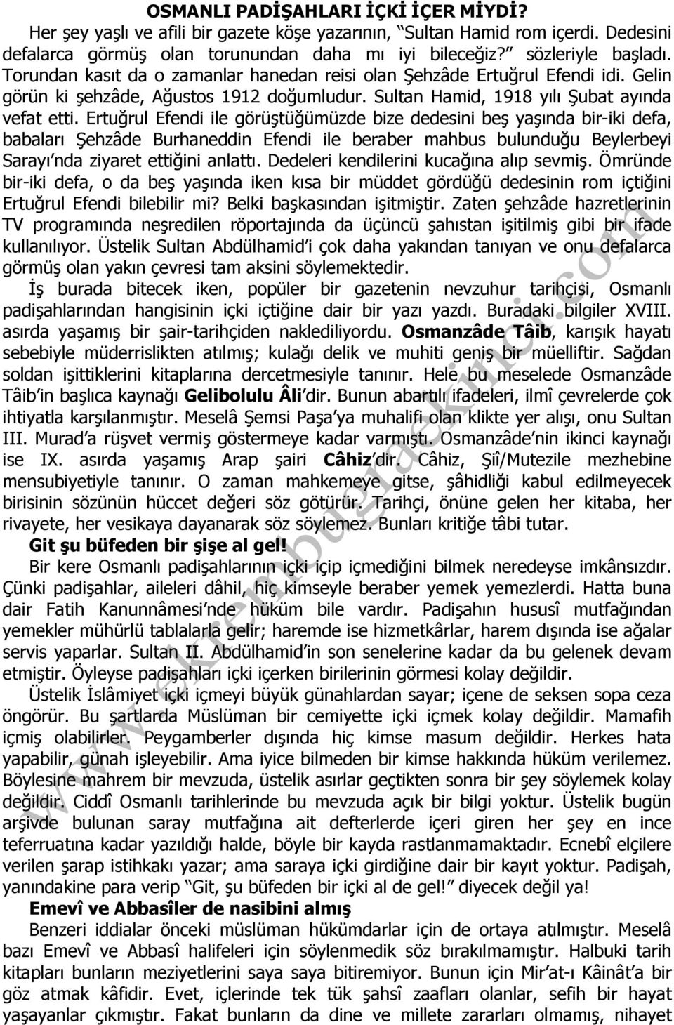 Ertuğrul Efendi ile görüştüğümüzde bize dedesini beş yaşında bir-iki defa, babaları Şehzâde Burhaneddin Efendi ile beraber mahbus bulunduğu Beylerbeyi Sarayı nda ziyaret ettiğini anlattı.