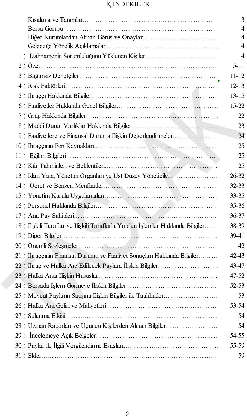 22 8 ) Maddi Duran Varlıklar Hakkında Bilgiler 23 9 ) Faaliyetlere ve Finansal Duruma İlişkin Değerlendirmeler.24 10 ) İhraççının Fon Kaynakları.