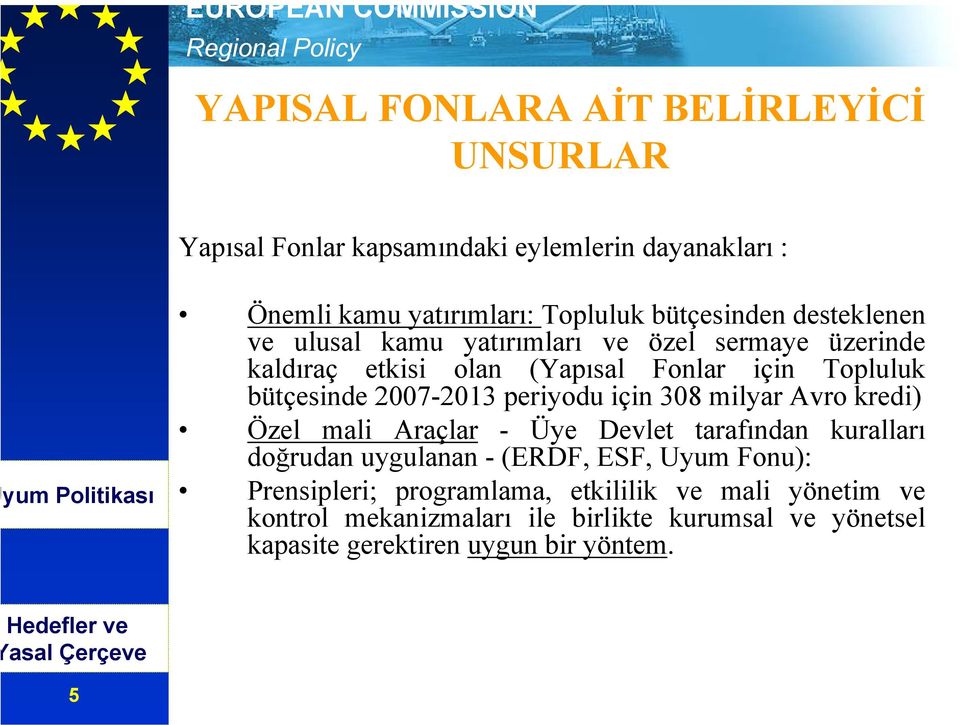 periyodu için 308 milyar Avro kredi) Özel mali Araçlar - Üye Devlet tarafından kuralları doğrudan uygulanan - (ERDF, ESF, Uyum Fonu): Prensipleri;