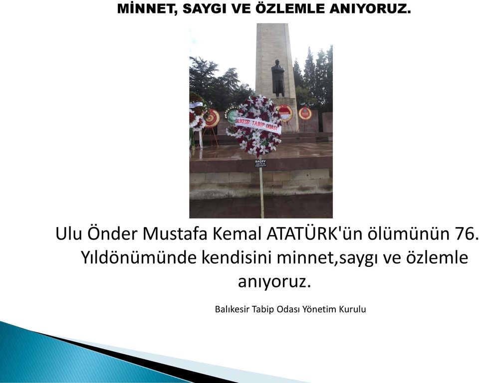 76. Yıldönümünde kendisini minnet,saygı ve