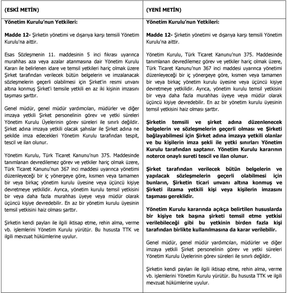 belgelerin ve imzalanacak sözleşmelerin geçerli olabilmesi için Şirket'in resmi unvanı altına konmuş Şirket'i temsile yetkili en az iki kişinin imzasını taşıması şarttır.