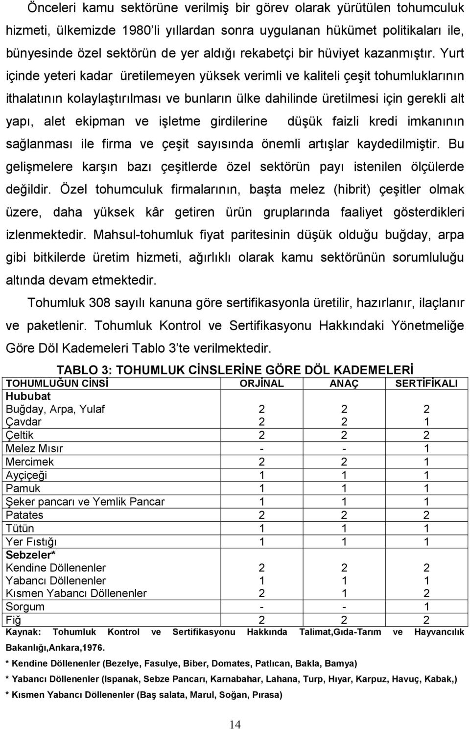 Yurt içinde yeteri kadar üretilemeyen yüksek verimli ve kaliteli çeşit tohumluklarının ithalatının kolaylaştırılması ve bunların ülke dahilinde üretilmesi için gerekli alt yapı, alet ekipman ve