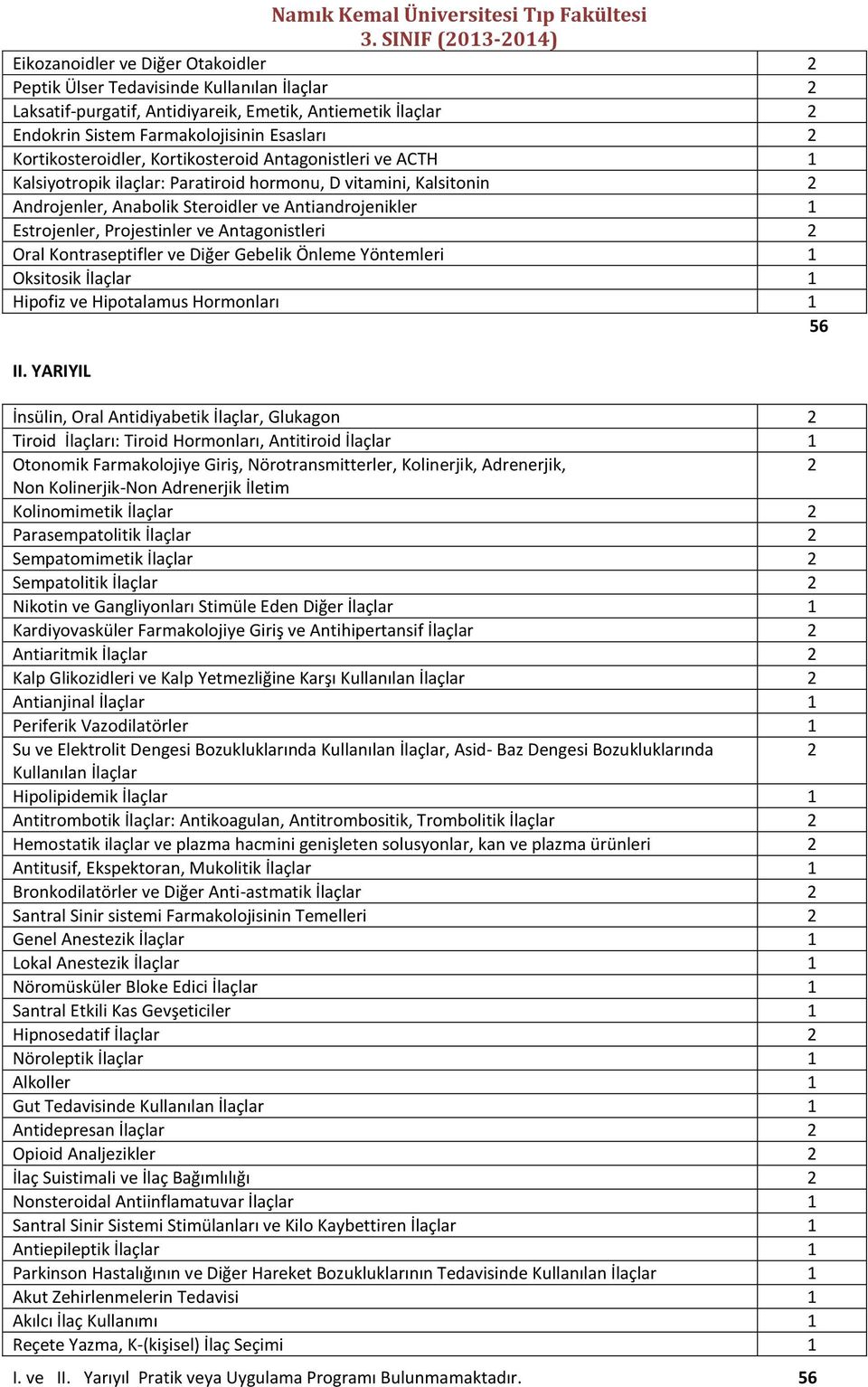 Projestinler ve Antagonistleri 2 Oral Kontraseptifler ve Diğer Gebelik Önleme Yöntemleri 1 Oksitosik İlaçlar 1 Hipofiz ve Hipotalamus Hormonları 1 56 II.