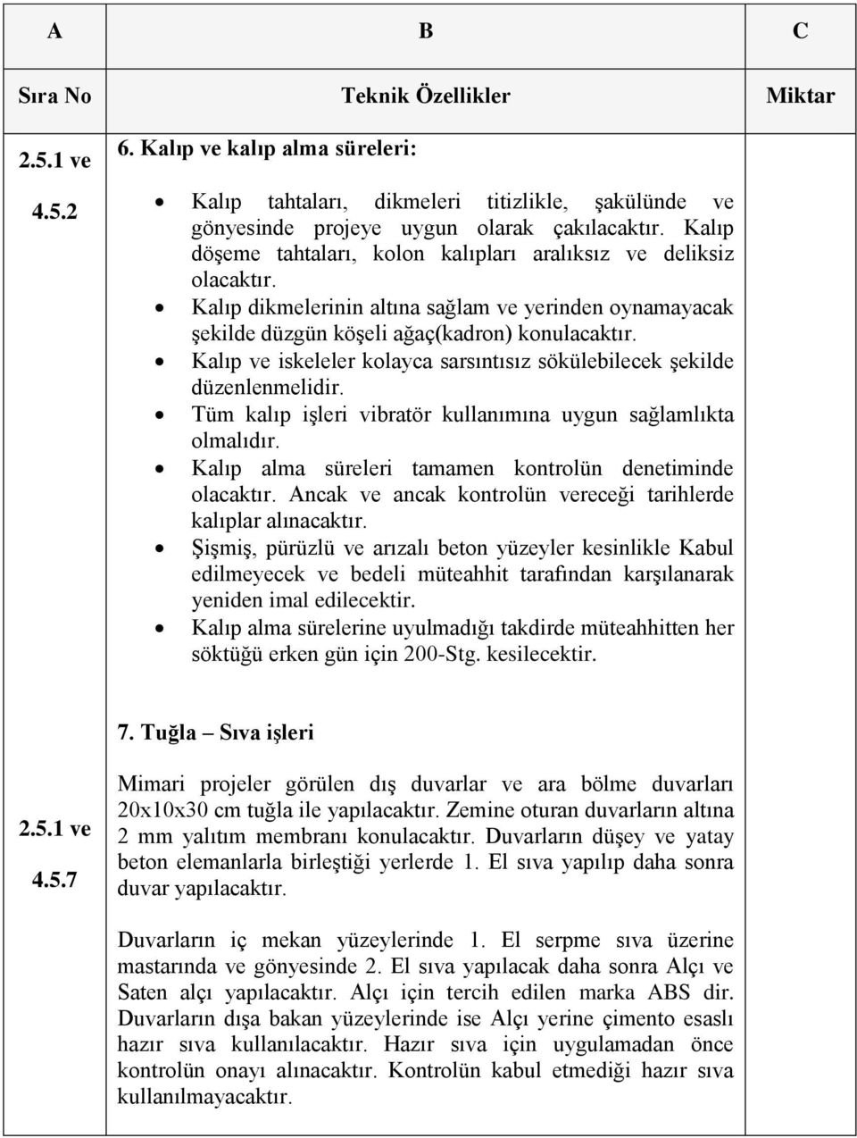 Kalıp ve iskeleler kolayca sarsıntısız sökülebilecek şekilde düzenlenmelidir. Tüm kalıp işleri vibratör kullanımına uygun sağlamlıkta olmalıdır.