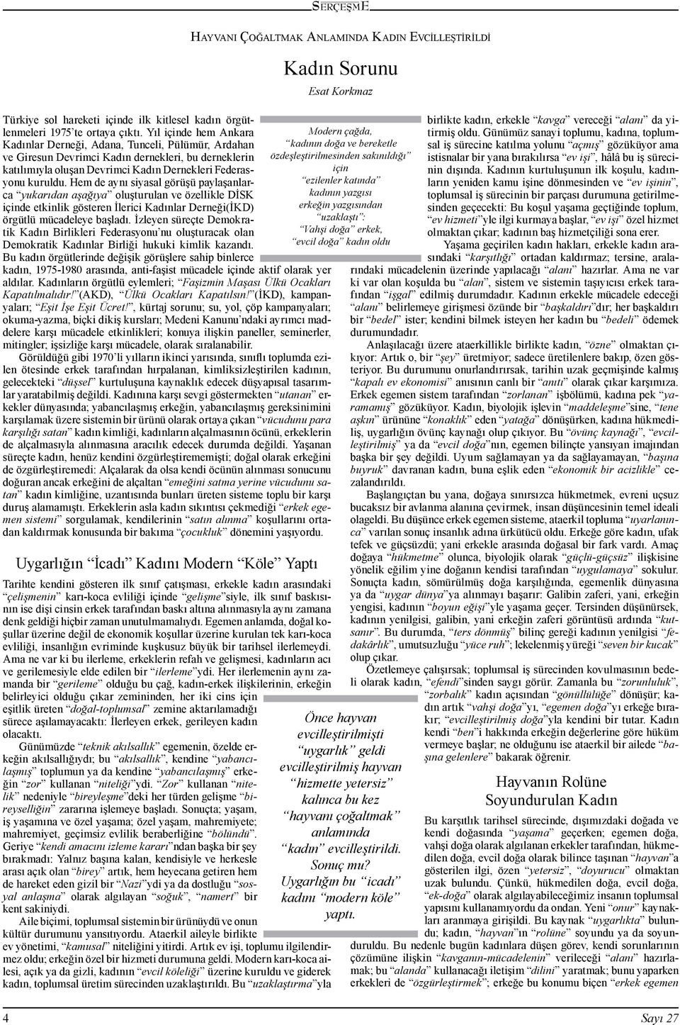 Hem de aynı siyasal görüşü paylaşanlarca yukarıdan aşağıya oluşturulan ve özellikle DİSK içinde etkinlik gösteren İlerici Kadınlar Derneği(İKD) örgütlü mücadeleye başladı.