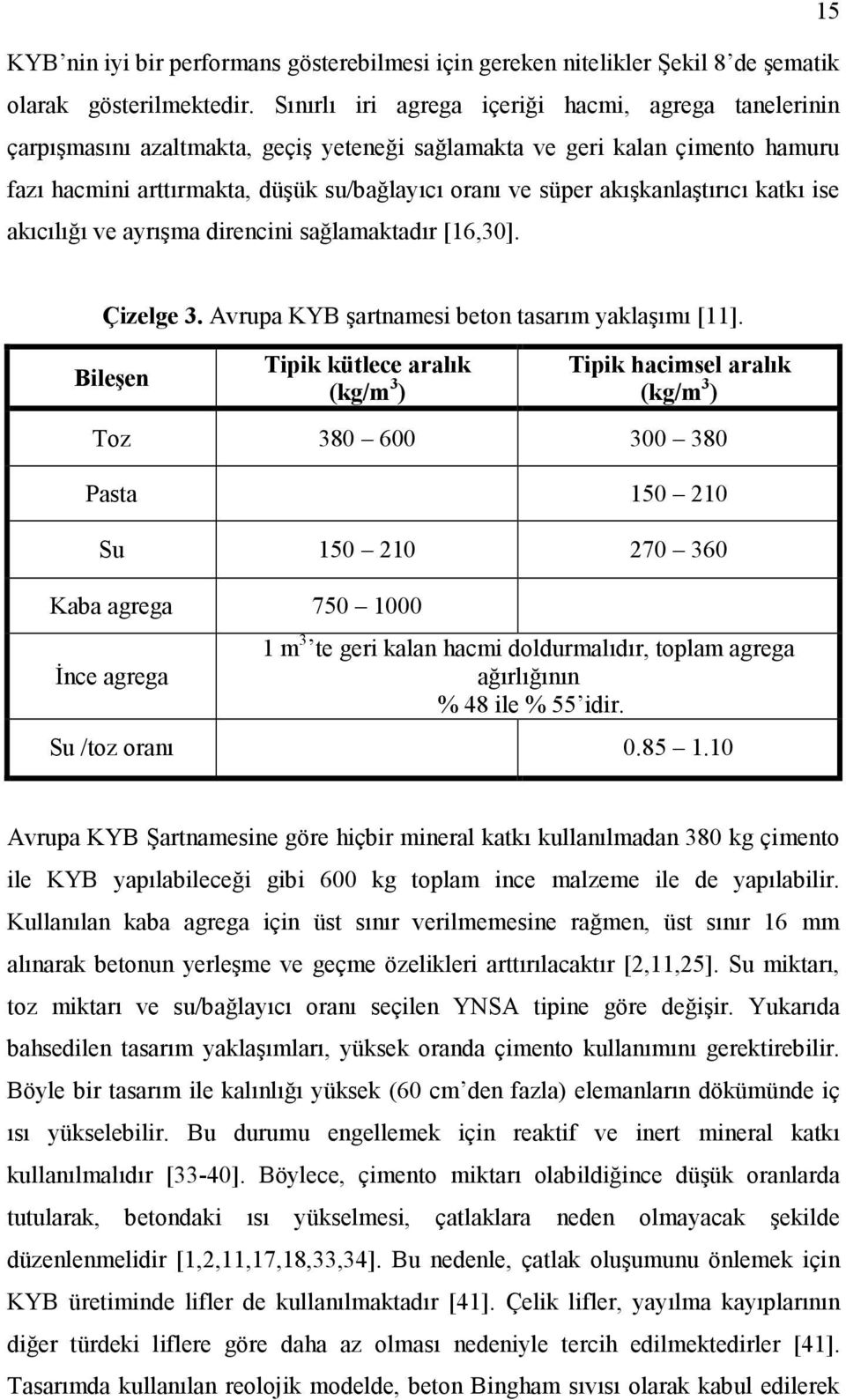 akışkanlaştırıcı katkı ise akıcılığı ve ayrışma direncini sağlamaktadır [16,30]. Çizelge 3. Avrupa KYB şartnamesi beton tasarım yaklaşımı [11].