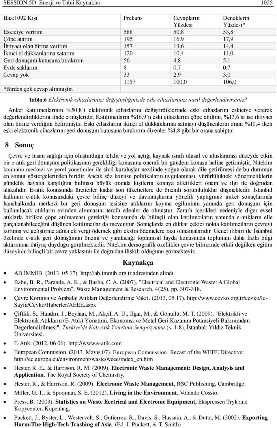 6 Elektronik cihazlarınızı değiştirdiğinizde eski cihazlarınızı nasıl değerlendirirsiniz?