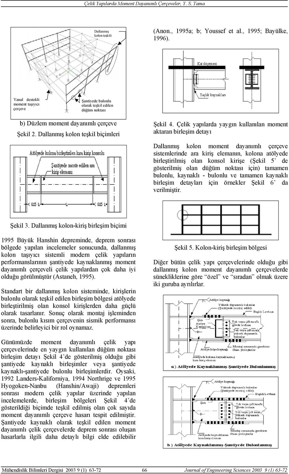 Çelik yapılarda yaygın kullanılan moment aktaran birleşim detayı Dallanmış kolon moment dayanımlı çerçeve sistemlerinde ara kiriş elemanın, kolona atölyede birleştirilmiş olan konsol kirişe (Şekil 5