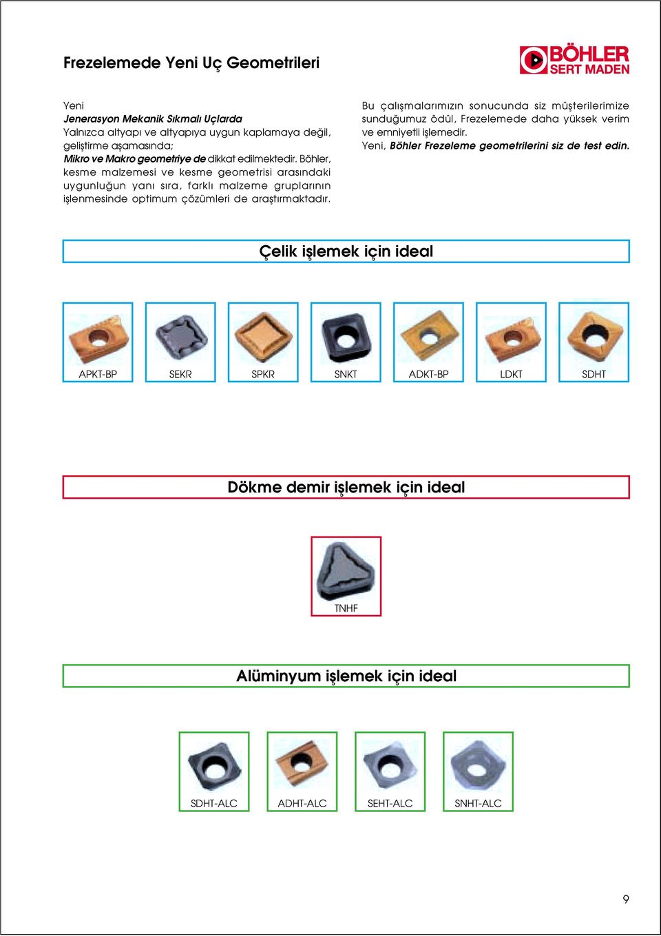 Böher, keme mazemei ve keme geometrii ara naki uygunu un yan ra, fark mazeme grupar n n ifenmeine optimum çözümeri e araft rmakta r.