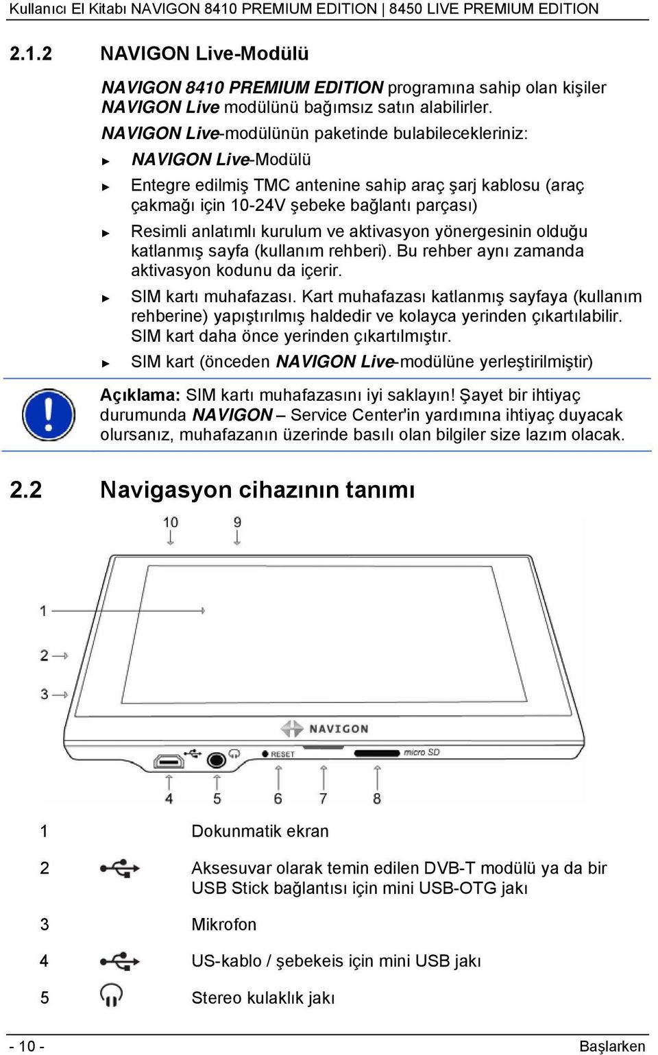 kurulum ve aktivasyon yönergesinin olduğu katlanmış sayfa (kullanım rehberi). Bu rehber aynı zamanda aktivasyon kodunu da içerir. SIM kartı muhafazası.