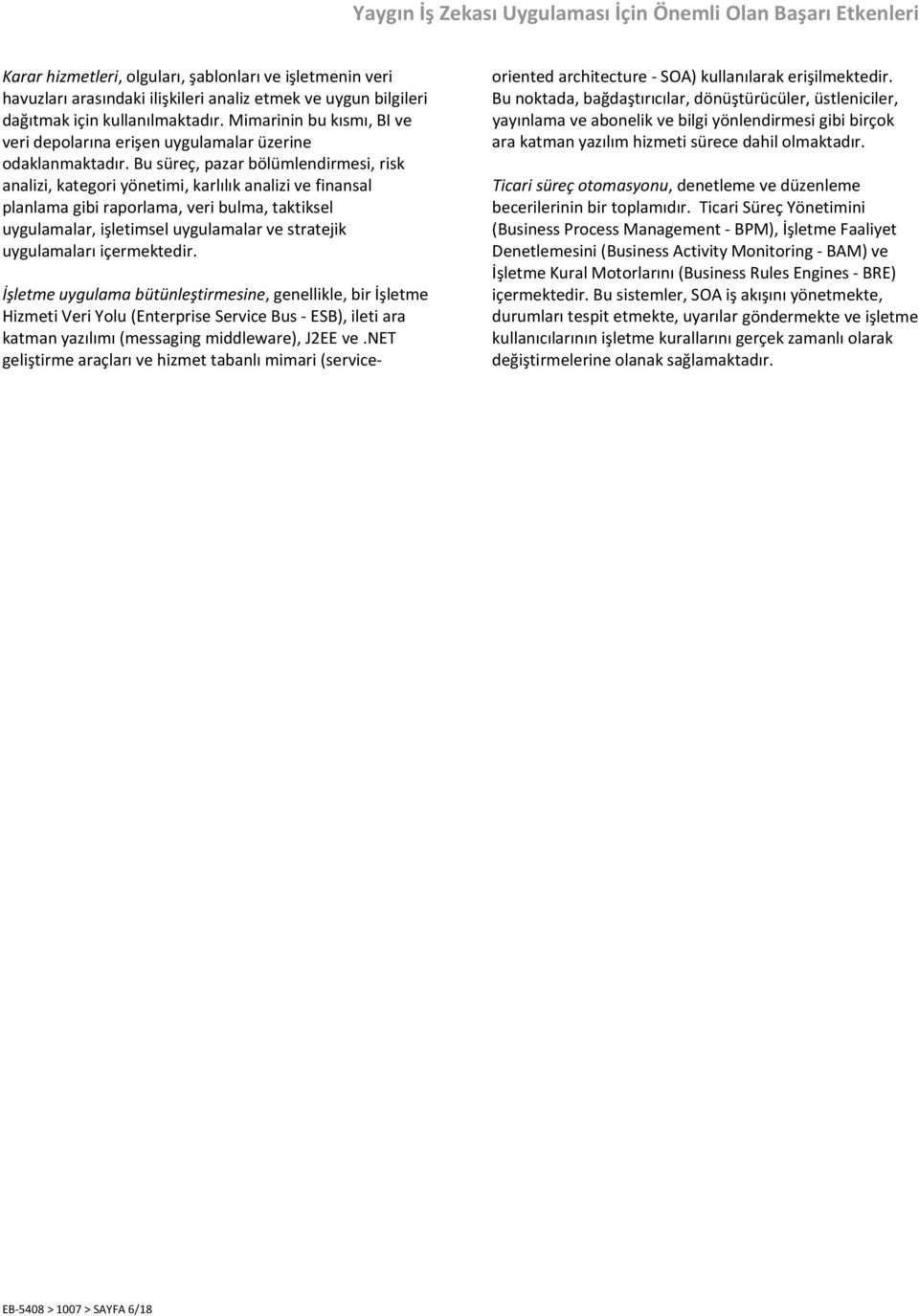 Bu süreç, pazar bölümlendirmesi, risk analizi, kategori yönetimi, karlılık analizi ve finansal planlama gibi raporlama, veri bulma, taktiksel uygulamalar, işletimsel uygulamalar ve stratejik