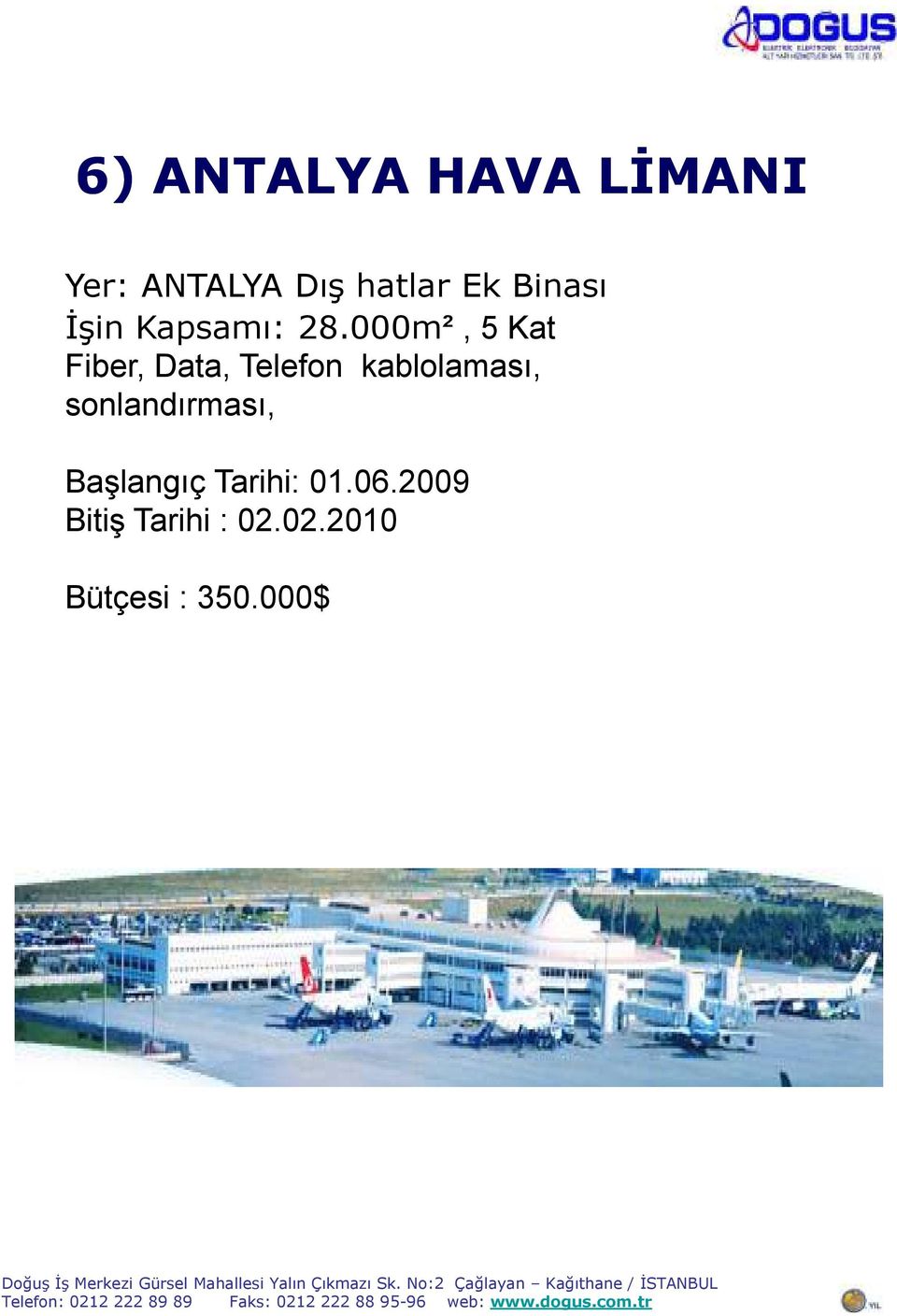 000m², 5 Kat Fiber, Data, Telefon kablolaması,