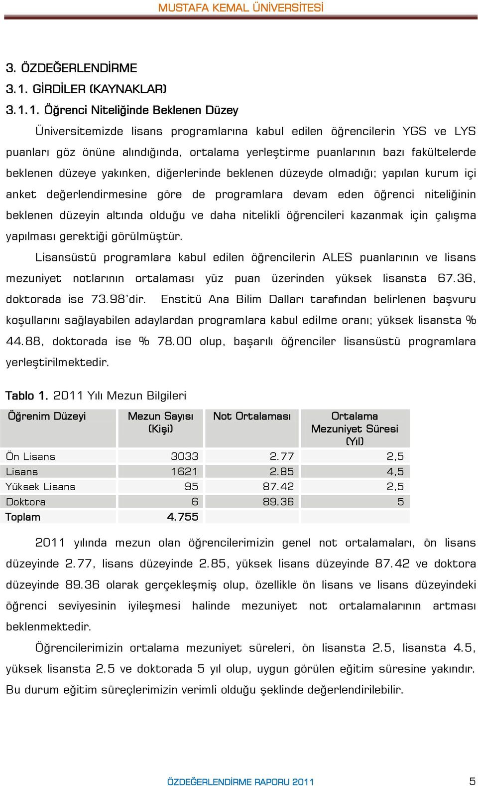 1. Öğrenci Niteliğinde Beklenen Düzey Üniversitemizde lisans programlarına kabul edilen öğrencilerin YGS ve LYS puanları göz önüne alındığında, ortalama yerleştirme puanlarının bazı fakültelerde