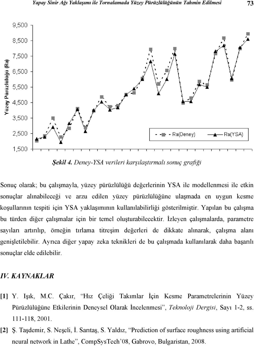 ulaşmada en uygun kesme koşullarının tespiti için YSA yaklaşımının kullanılabilirliği gösterilmiştir. Yapılan bu çalışma bu türden diğer çalışmalar için bir temel oluşturabilecektir.