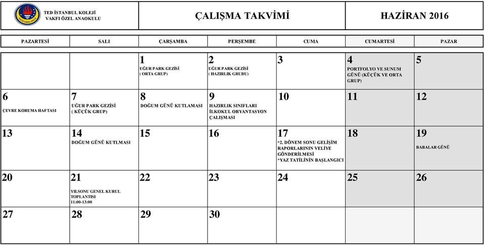 SINIFLARI İLKOKUL ORYANTASYON ÇALIŞMASI 10 11 12 13 14 DOĞUM GÜNÜ KUTLMASI 20 21 15 16 17 *2.