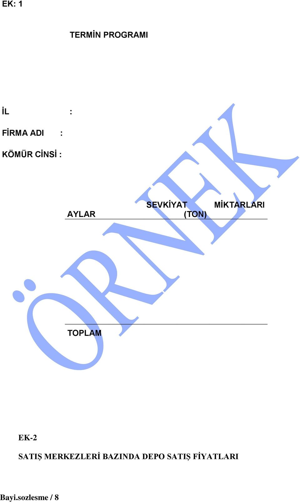 MİKTARLARI TOPLAM EK-2 SATIŞ MERKEZLERİ